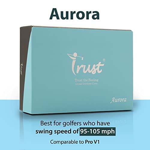 Aurora golf ball packaging, suitable for swing speeds of 95-105 mph, comparable to Pro V1.